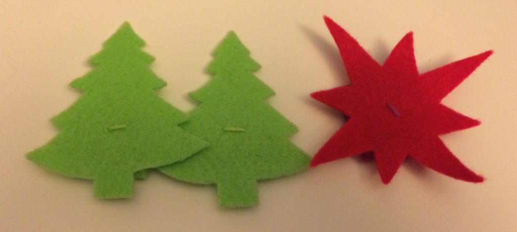 Felt fir trees for glowy Christmas badges