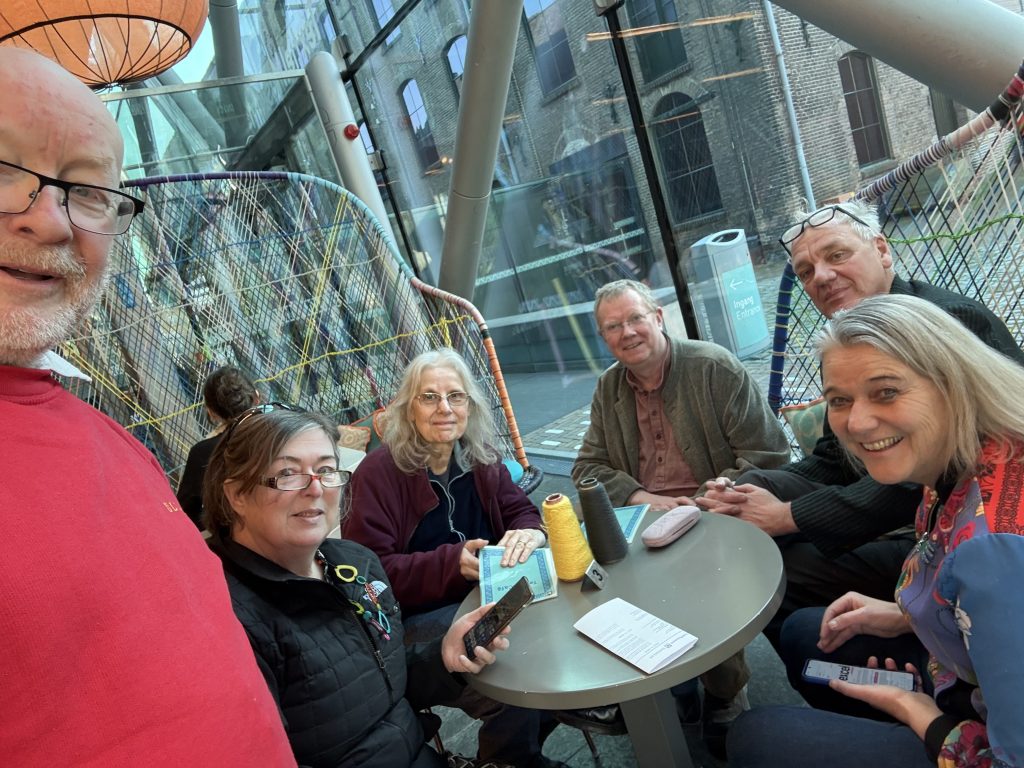 Our group sitting around a cafe table